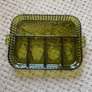Vintage Indiana Glass Green Fruit Glass Tray